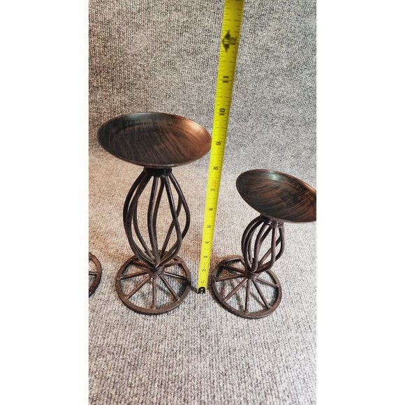 Candle Holder Trio Bronze Colored Wire Metal three Graduated  Aprx 12"  9"  7" - Picture 4 of 4